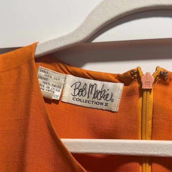 Bob Mackie Bold Orange Sleeveless Midi Dress - Picture 2 of 3